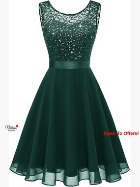Sequin Lace Chiffon Formal Dress Wedding Guest Prom Cocktail